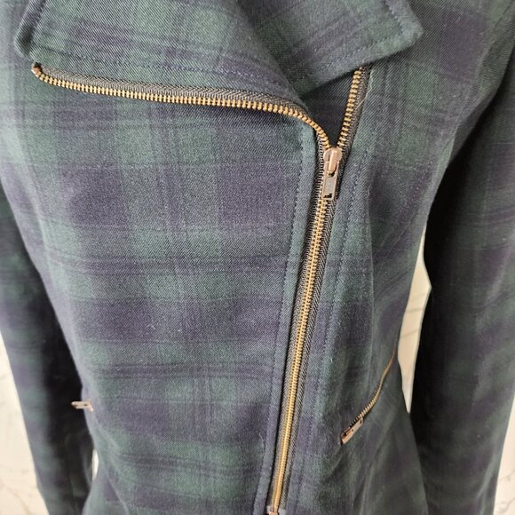 Cabi Tartan Plaid Stretch Asymmetrical Moto Jacket - Picture 3 of 9